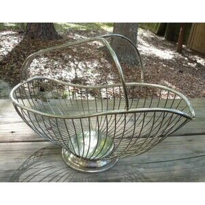 Vtg Mid-century El de Uberti Italy Silverplated Bottle Holder Basket Table Caddy